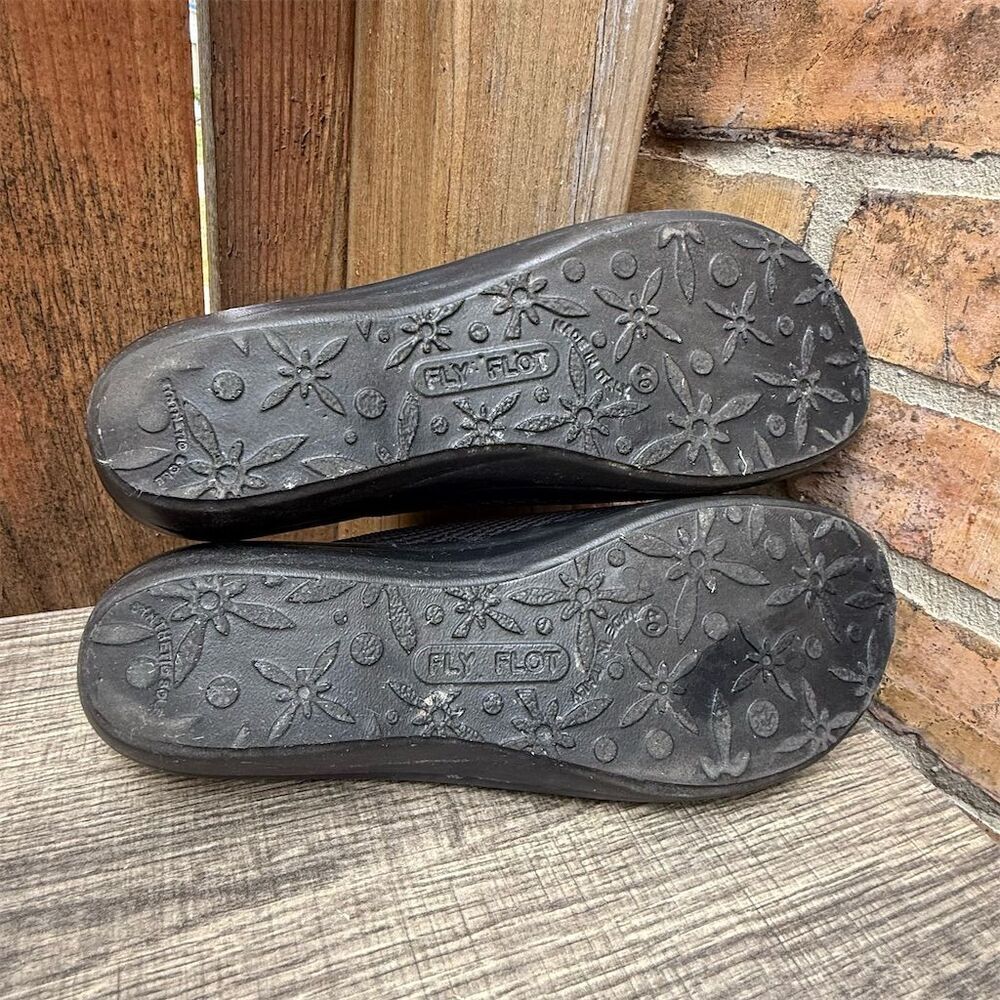Fly Flot Italian Knit Women's Black Mesh Slip-On Mules Clogs Slipper Shoe Size 9 - Picture 9 of 11